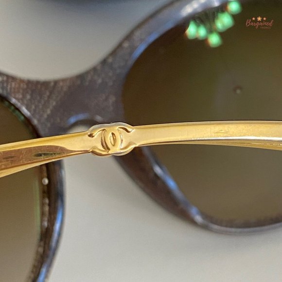 Authentic CHANEL Brown Lenses Lace Acetate Gold Temple Gradient Tint Sunglasses - Picture 9 of 12